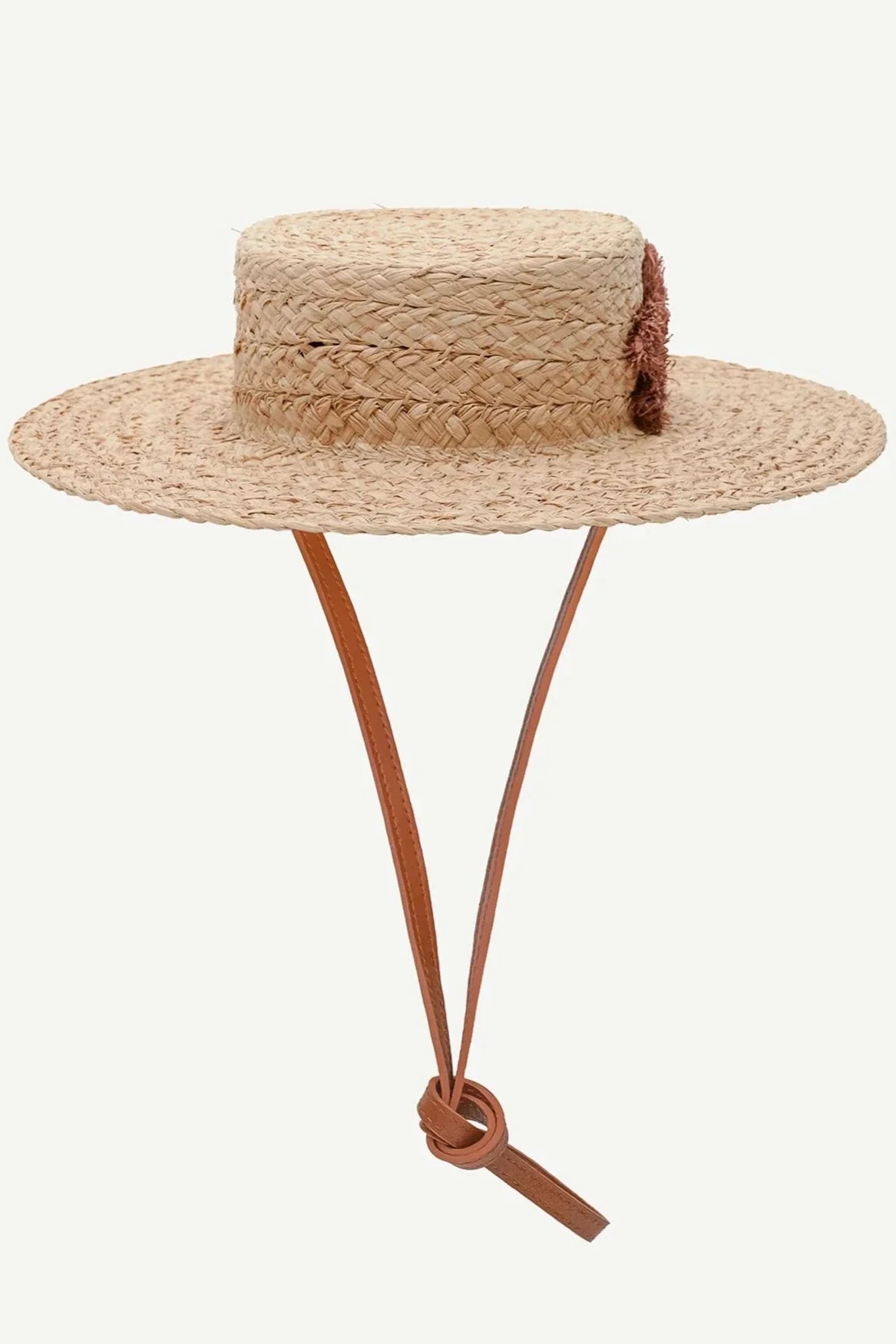 Monogram-embellished Straw Boater Hat