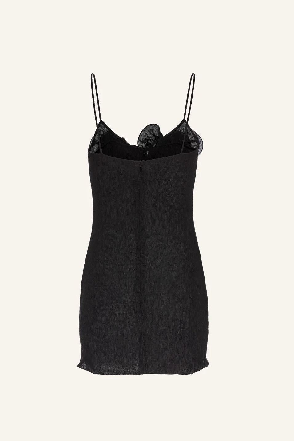 Sleeveless crepe beach mini dress in black