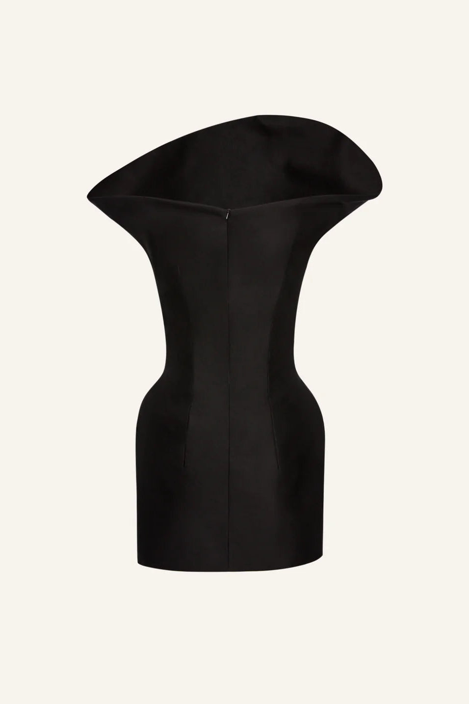 Sculpted cotton mini dress in black