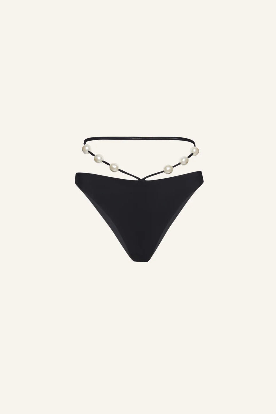 Halterneck pearl Bandeau Top & High Waist Pearl Swim Bottom in Black