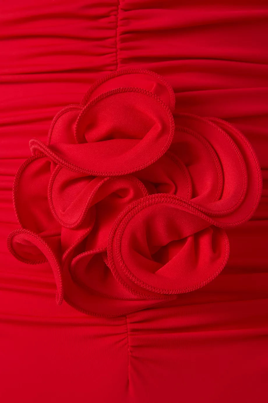 Ruched Flower One-piece Swimsuit Red