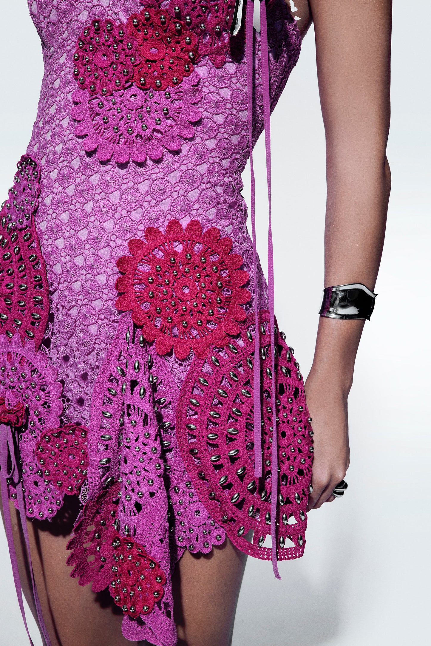 Flower Stud Dress Pink