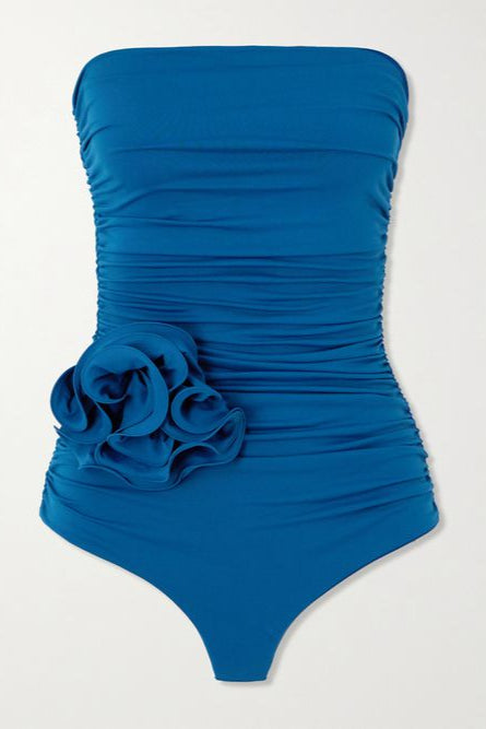 Embellished Bandeau Swimsuit Blue