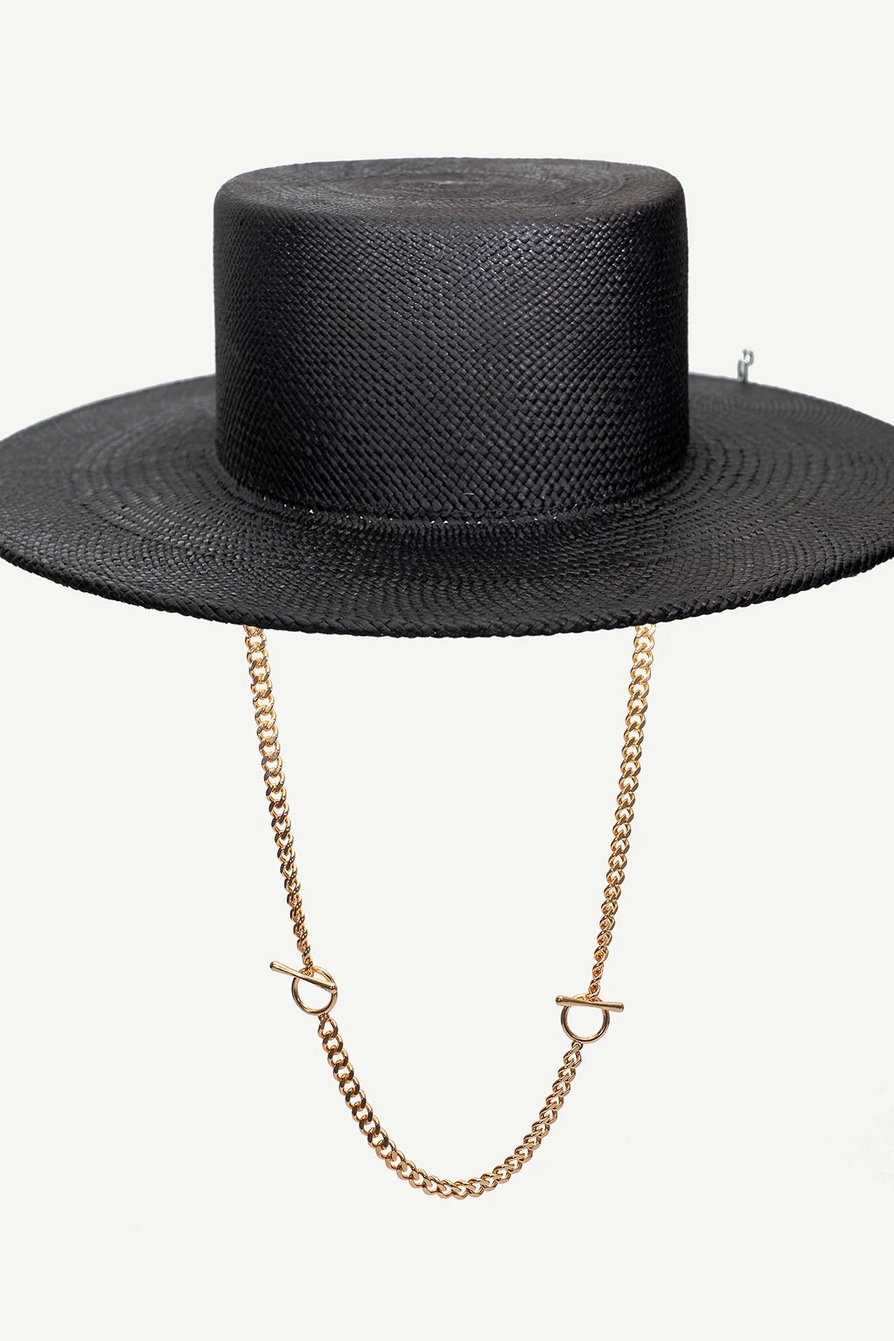 Pierced Canotier Hat Black