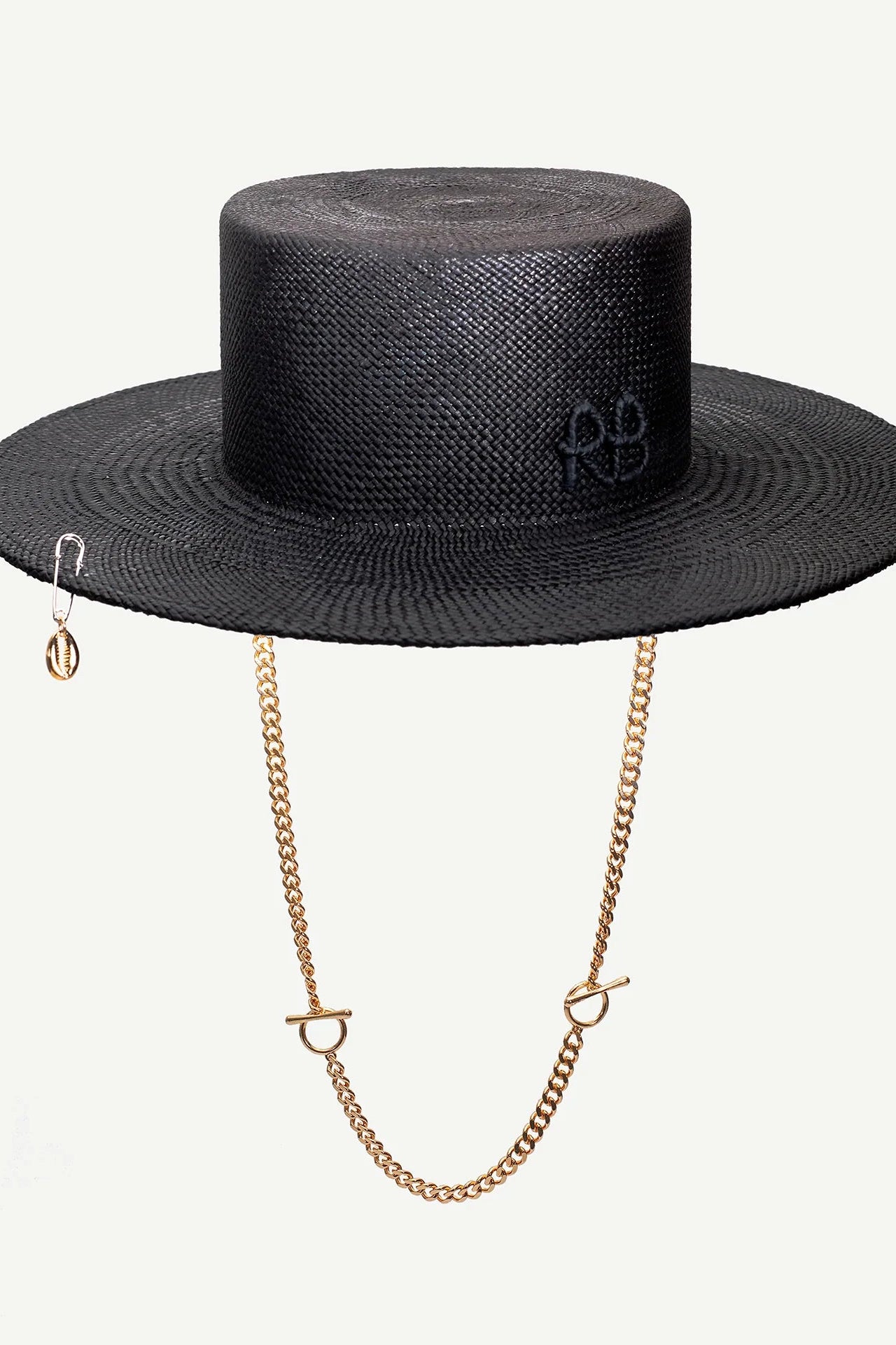 Pierced Canotier Hat Black