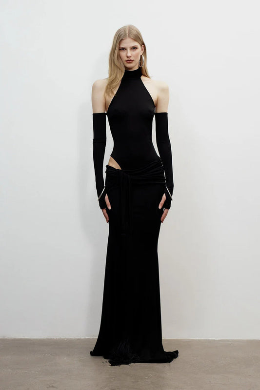 Keira Bodysuit & Skirt Set In Dark Side