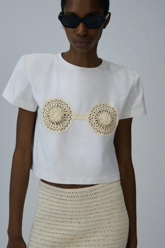 Crochet Bra T-Shirt White