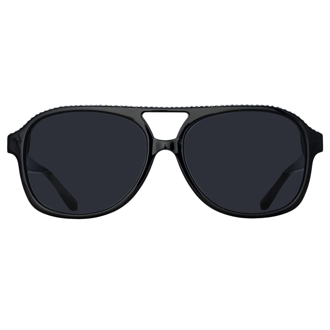Magda Butrym Aviator Sunglasses in Black and Crystals
