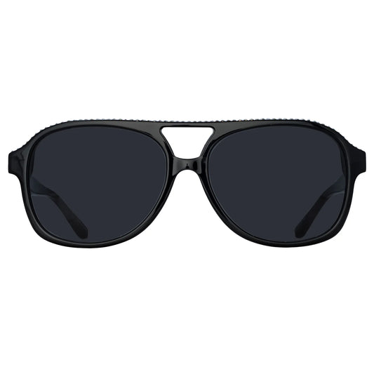 Magda Butrym Aviator Sunglasses in Black and Crystals