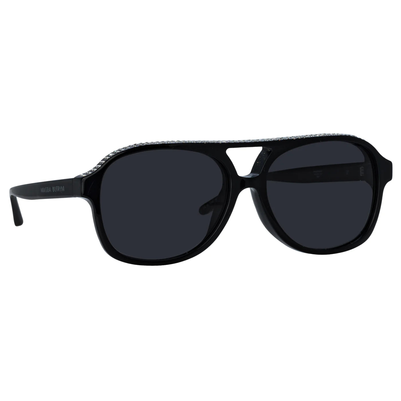 Magda Butrym Aviator Sunglasses in Black and Crystals