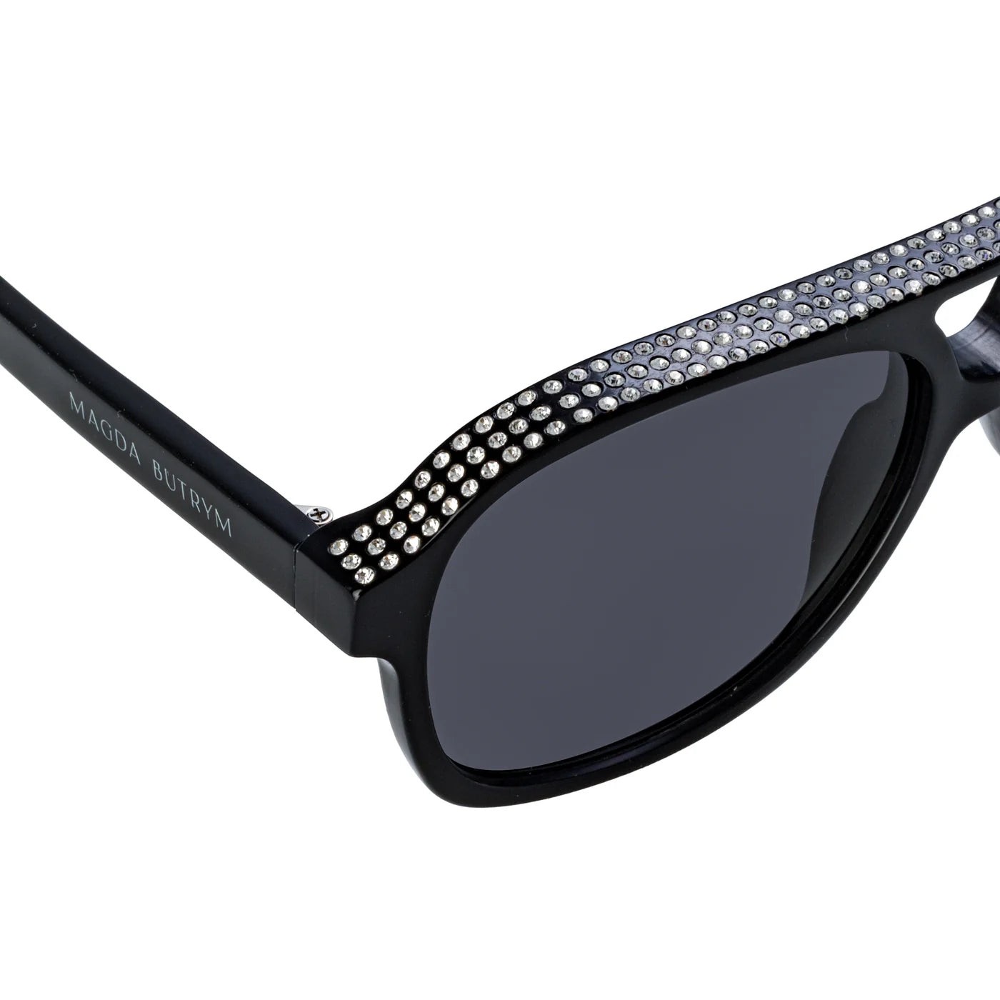 Magda Butrym Aviator Sunglasses in Black and Crystals