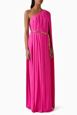 Nia Hot Pink One Shoulder Gown
