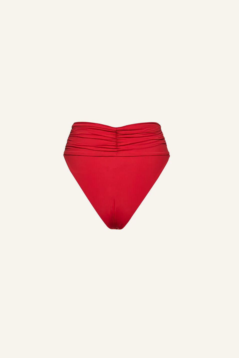 Bandeau Bikini Top & High-Waisted floral Appliqué Swim Bottom Red