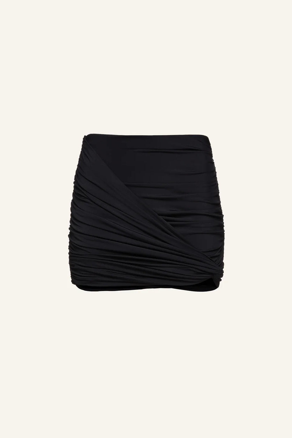 Draped Mini Swim Skirt in Black