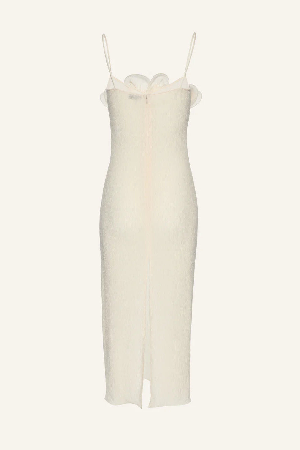 Sleeveless crepe beach midi dress in cream