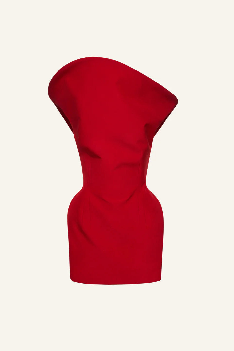 Sculpted cotton mini dress in red