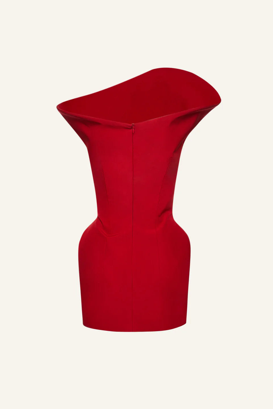 Sculpted cotton mini dress in red