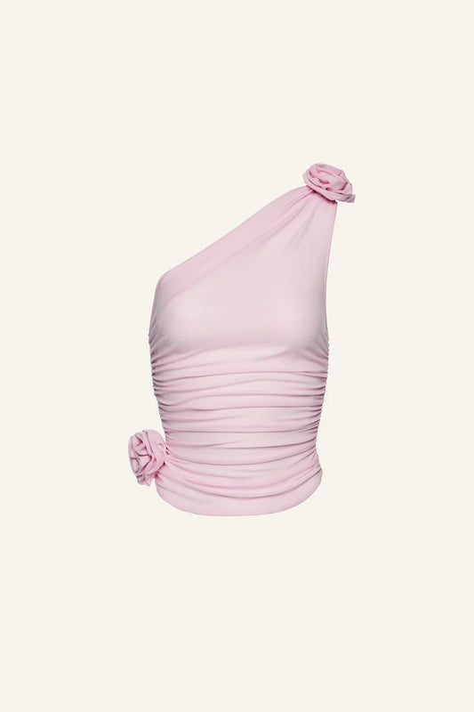 One-shoulder t-shirt in pink