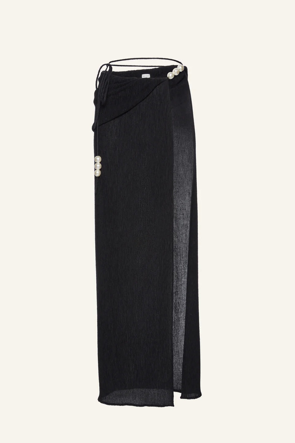 Asymmetrical pearl maxi skirt in Black