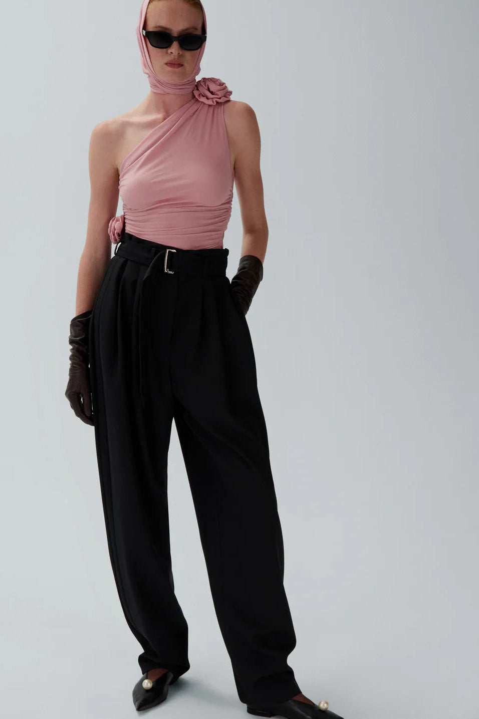 One Shoulder Pink Top