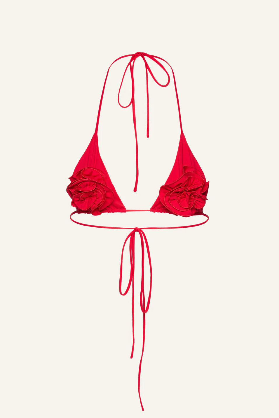 Floral Strappy Triangle bikini Top & String Tie Swim Bottom Red