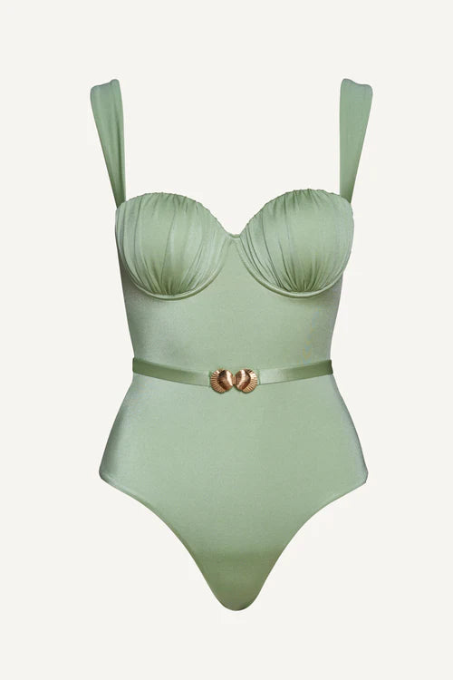 Seashell Balconette One Piece Sage Green