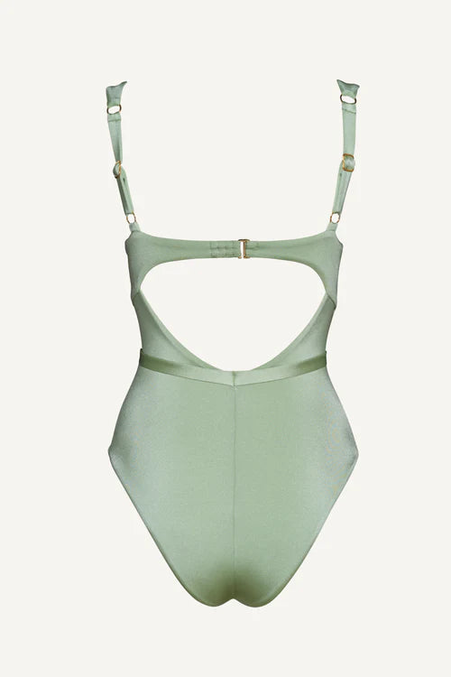 Seashell Balconette One Piece Sage Green