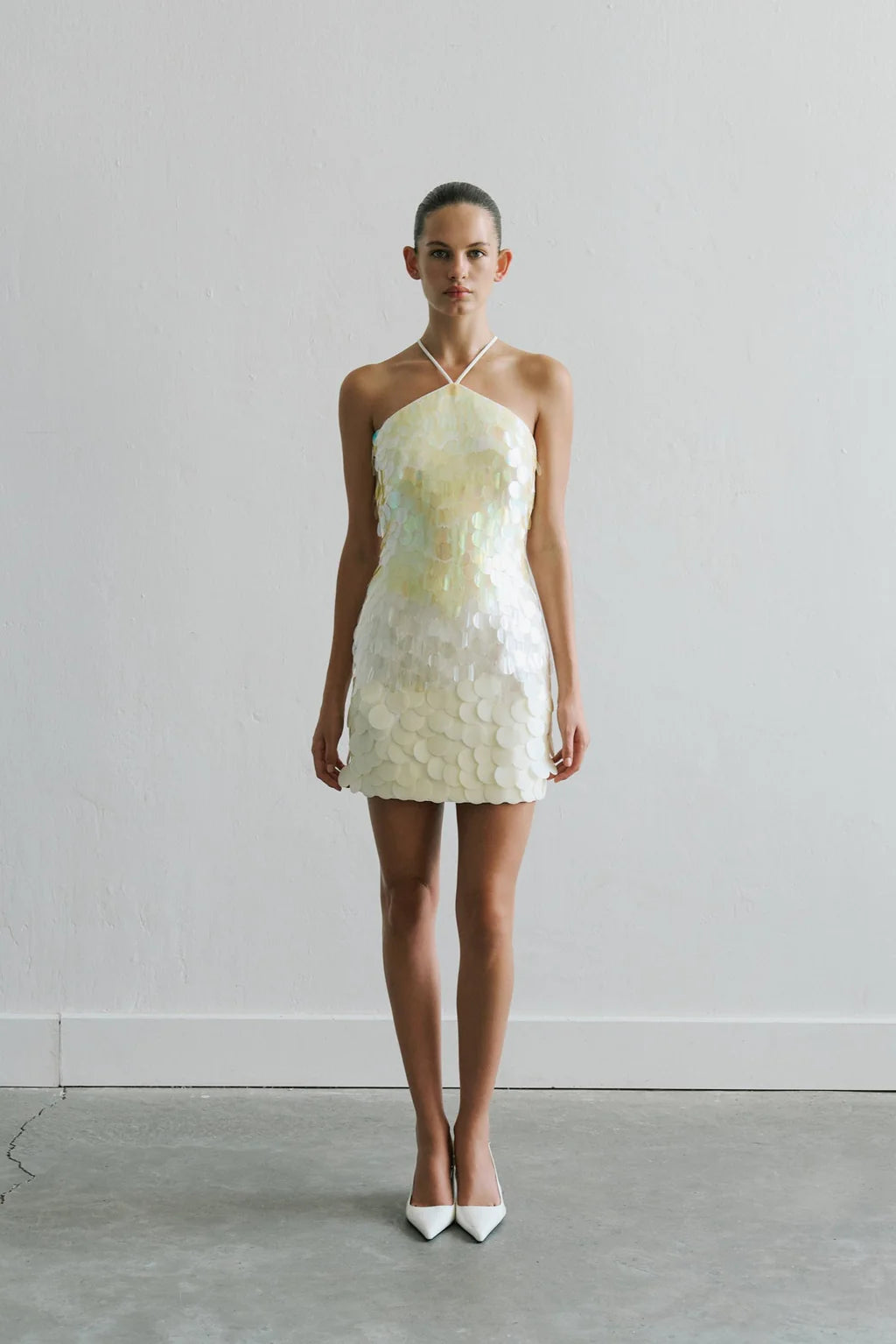 Veronica Sequin Mini Dress Beige