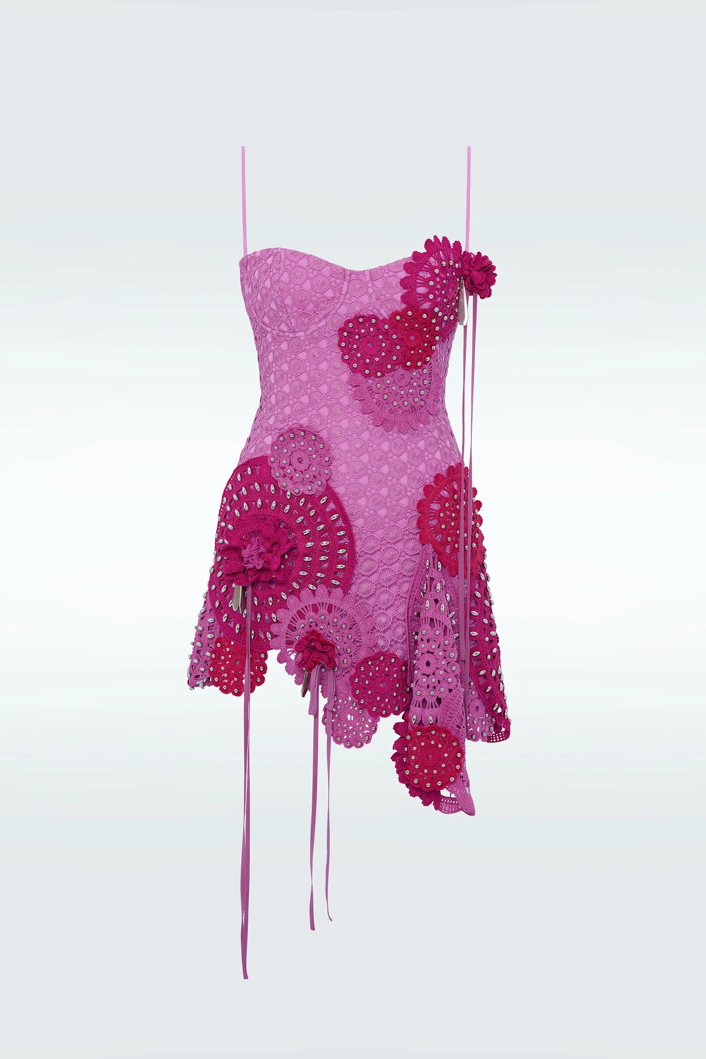 Flower Stud Dress Pink