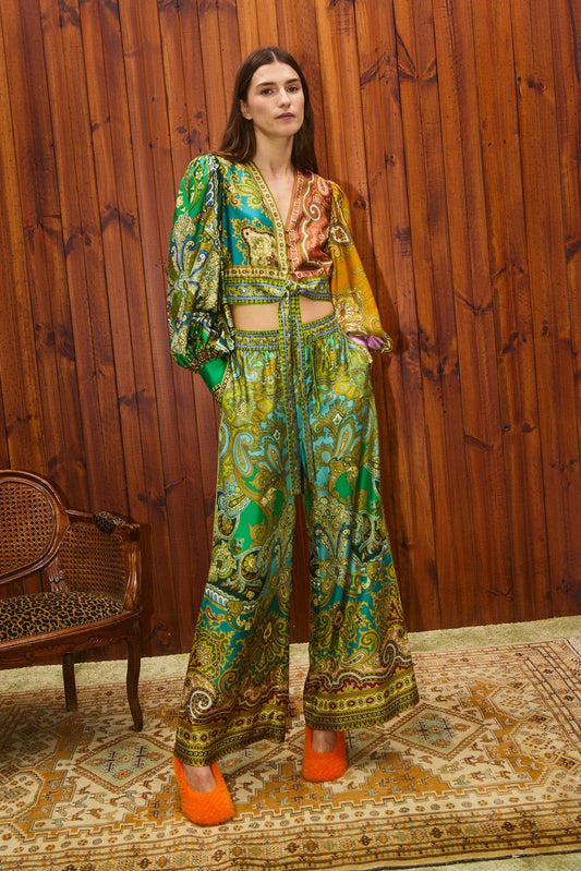 Clemanza Silk Blouse & Pant Set