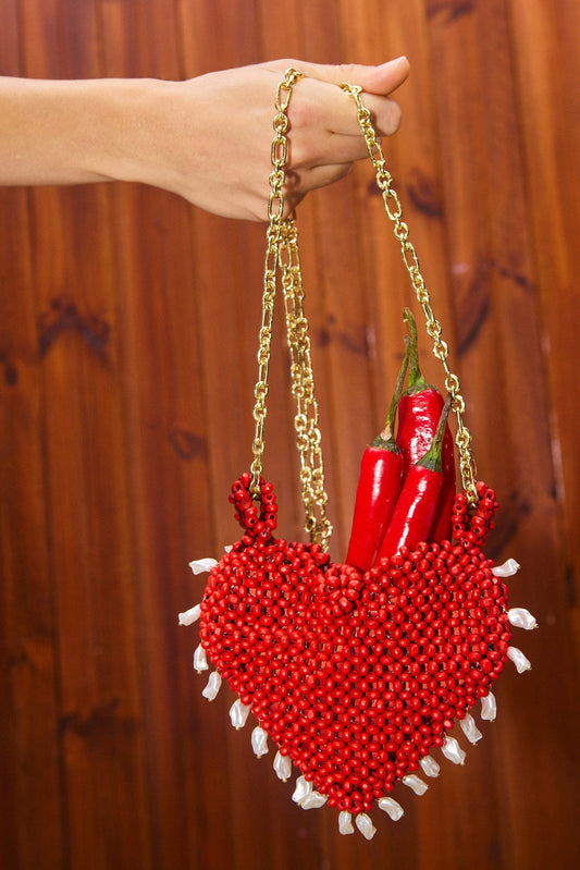 Carmelo Beaded Heart Bag