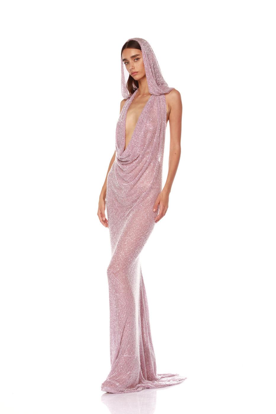 Amalia Beaded Maxi Gown Lilac