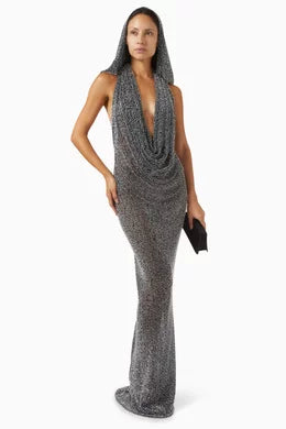 Amalia Beaded Gown Noir