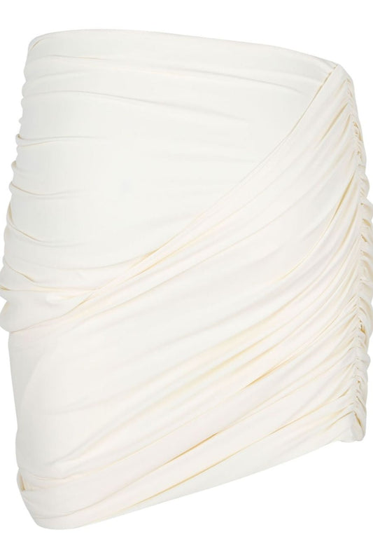 Draped Mini swim skirt in Cream